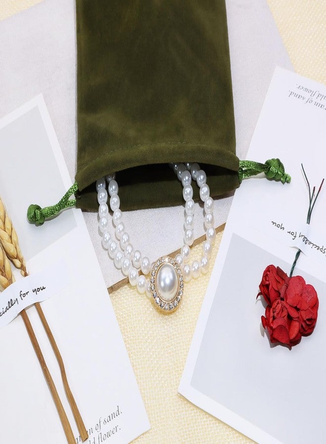 Mini Skater Velvet Drawstring Gift Bags for Christmas Wedding Party Favor Bags Small Jewelry Pouches Soft Velvet Cloth Holiday Present Bags, Pack of 3 (Dark Green) - Image 3